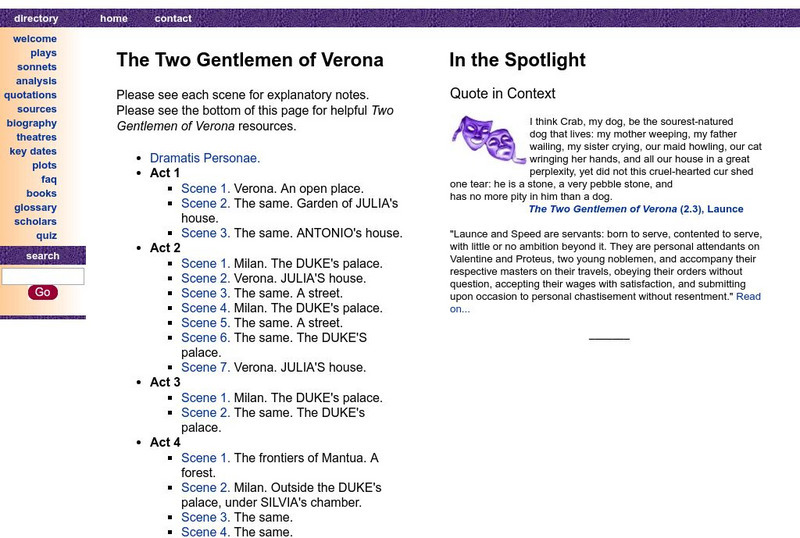 Shakespeare Online: Two Gentlemen of Verona Primary Shakespeare Online: Two Gentlemen of Verona Primary