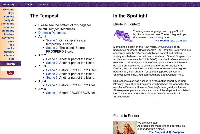 Shakespeare Online: The Tempest Primary Shakespeare Online: The Tempest Primary