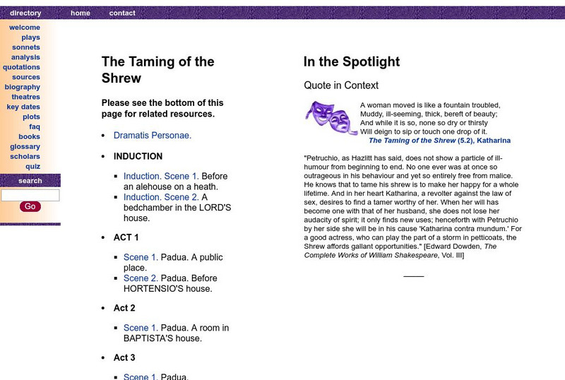 Shakespeare Online: The Taming of the Shrew Primary Shakespeare Online: The Taming of the Shrew Primary