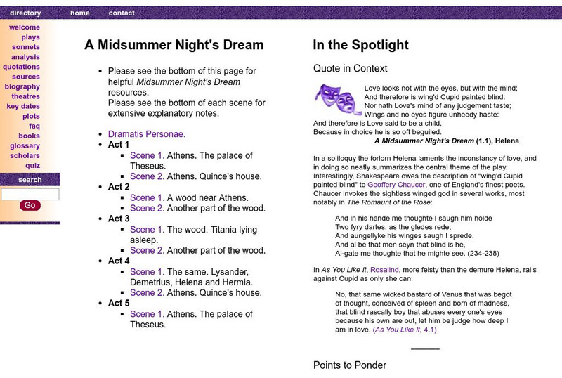 Shakespeare Online: A Midsummer Night's Dream Primary Shakespeare Online: A Midsummer Night's Dream Primary