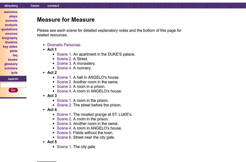Shakespeare Online: Measure for Measure Primary Shakespeare Online: Measure for Measure Primary