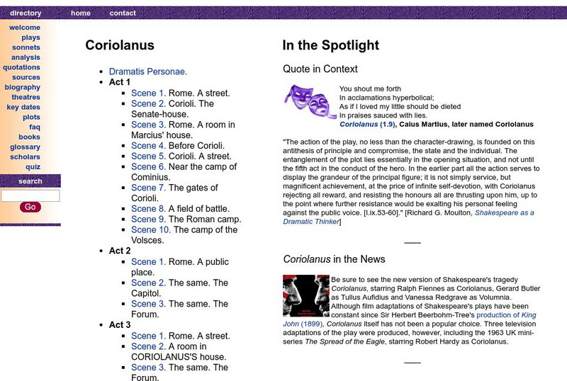 Shakespeare Online: Coriolanus Primary Shakespeare Online: Coriolanus Primary