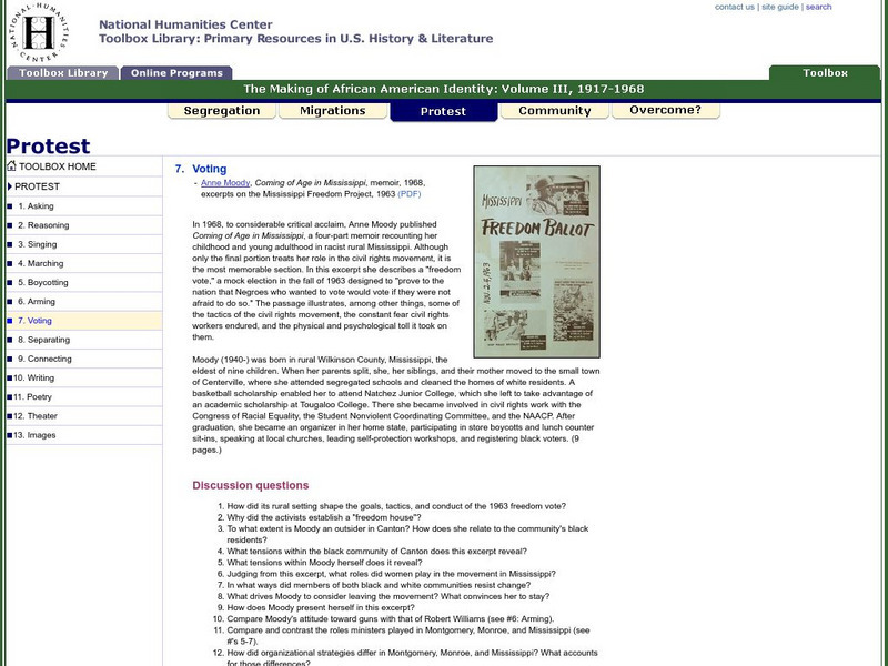 National Humanities Center: Toolbox Library: Voting: Making of African American Identity: V. 3 Primary National Humanities Center: Toolbox Library: Voting: Making of African American Identity: V. 3 Primary