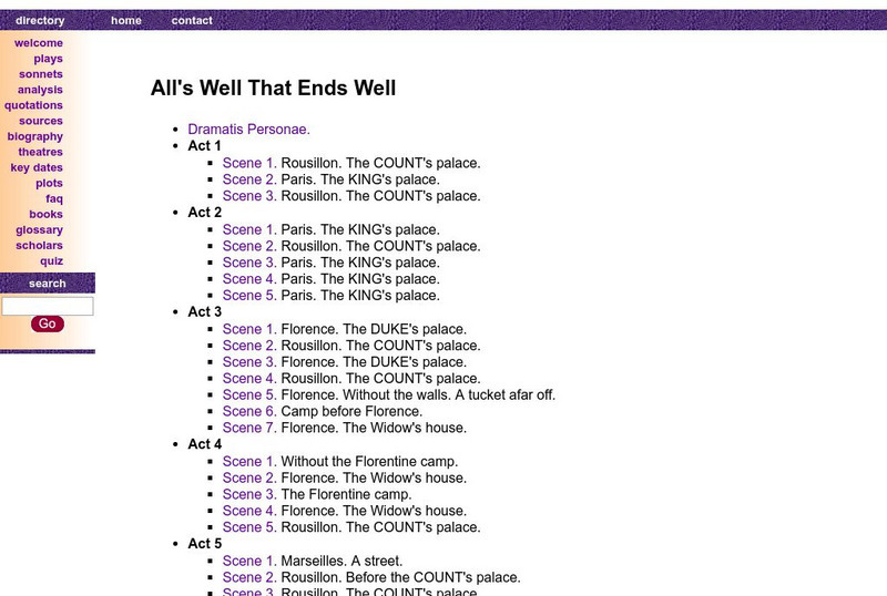 Shakespeare Online: All's Well That Ends Well Primary Shakespeare Online: All's Well That Ends Well Primary