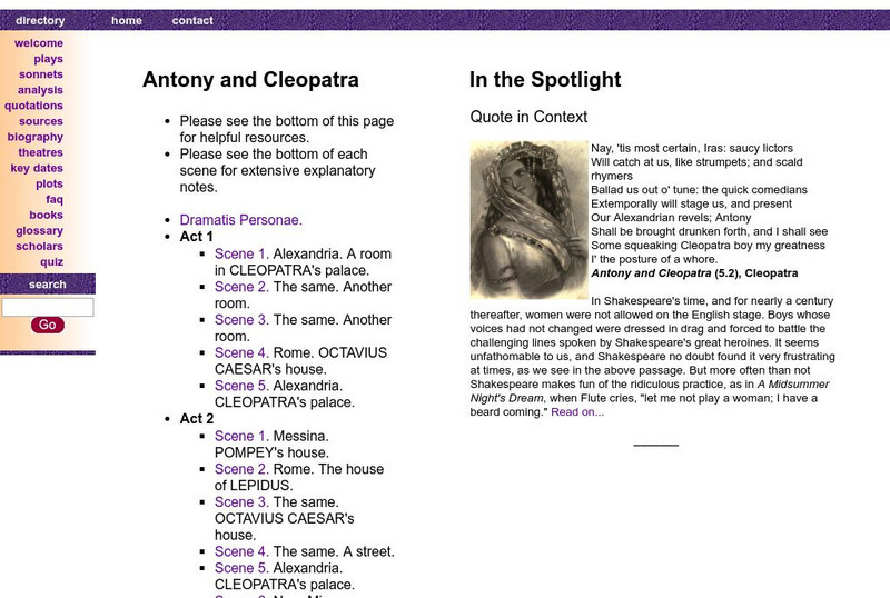 Shakespeare Online: Antony and Cleopatra Primary Shakespeare Online: Antony and Cleopatra Primary