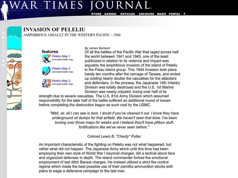 War Times Journal: Invasion of Peleliu Interactive War Times Journal: Invasion of Peleliu Interactive
