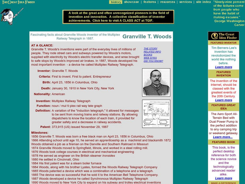 The Great Idea Finder: Inventor Granville Woods Biography Handout The Great Idea Finder: Inventor Granville Woods Biography Handout