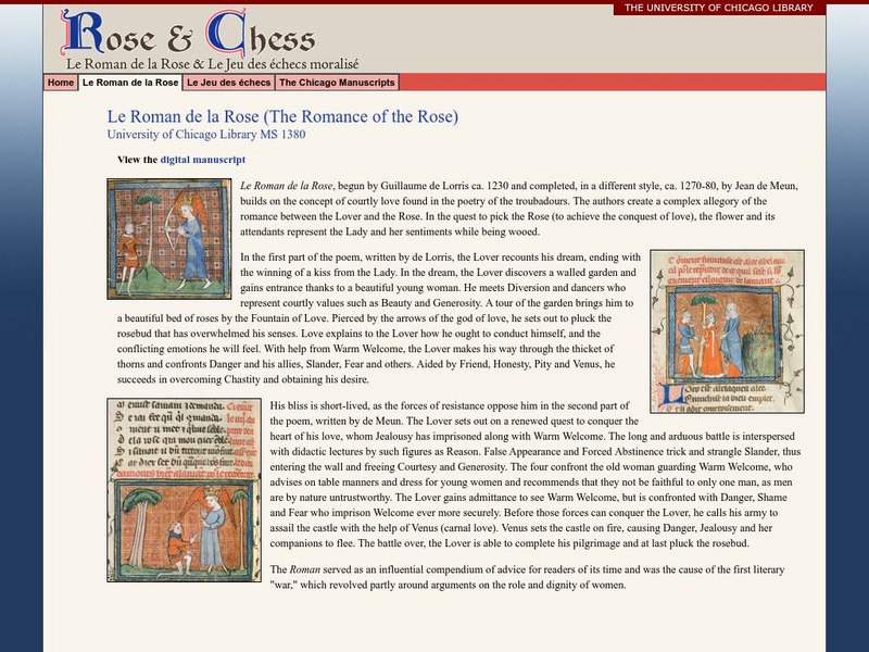 University of Chicago Library: Le Roman De La Rose (The Romance of the Rose) Primary University of Chicago Library: Le Roman De La Rose (The Romance of the Rose) Primary