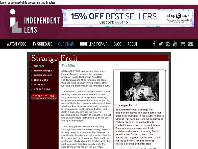 Pbs: Independent Lens: Strange Fruit, the Film Website Pbs: Independent Lens: Strange Fruit, the Film Website