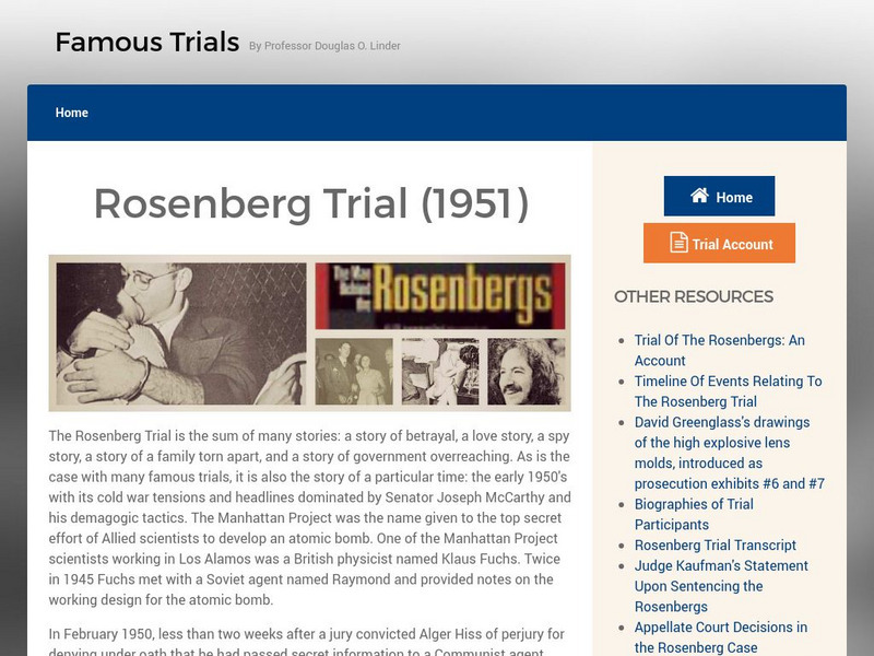 Famous Trials: Famous Trials: Trial of Ethel and Julius Rosenberg Handout