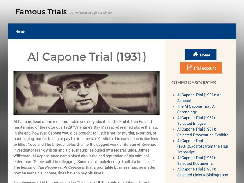 Famous Trials: Famous Trials: Al Capone Trial (1931) Activity Famous Trials: Famous Trials: Al Capone Trial (1931) Activity