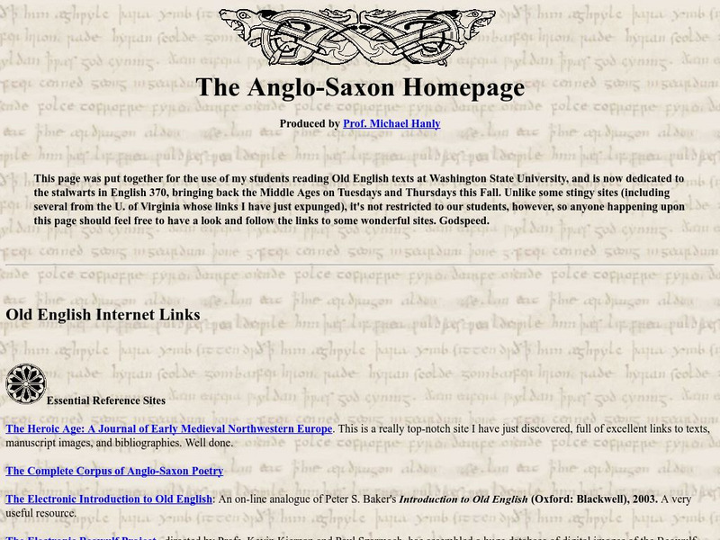 Washington State University: Anglo Saxon Homepage Handout Washington State University: Anglo Saxon Homepage Handout