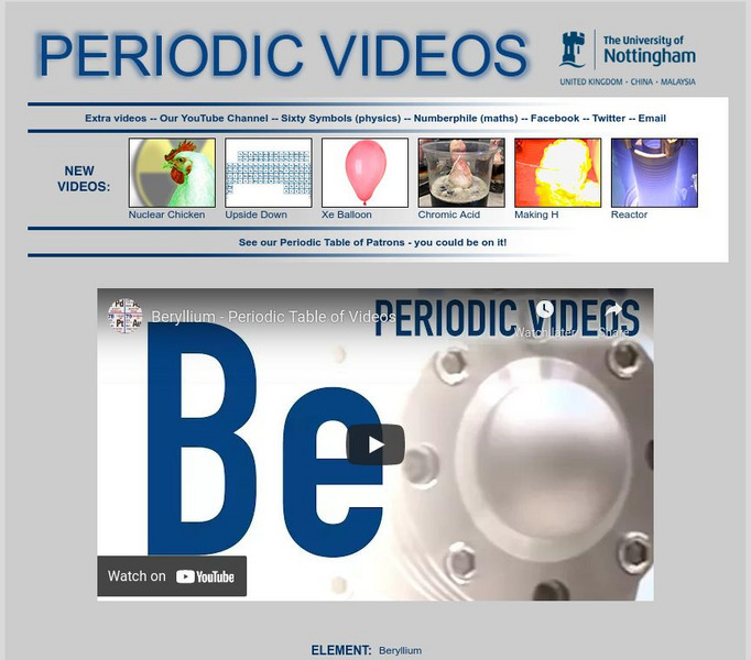 University of Nottingham: Periodic Table of Videos: Beryllium Instructional Video
