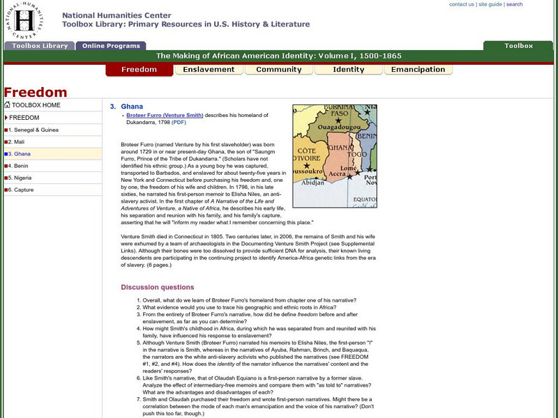 National Humanities Center: Toolbox Library: Gold Coast, Making of African American Identity: V. 1 Primary National Humanities Center: Toolbox Library: Gold Coast, Making of African American Identity: V. 1 Primary