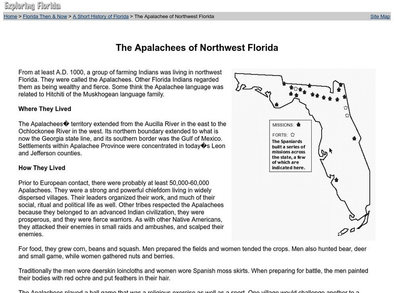 Florida Center for Instructional Technology: The Apalachees of Northwest Florida Handout Florida Center for Instructional Technology: The Apalachees of Northwest Florida Handout