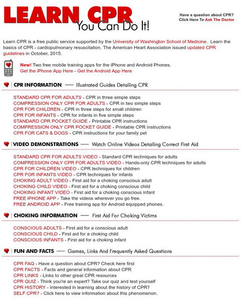 University of Washington: Learn Cpr: You Can Do It! Website University of Washington: Learn Cpr: You Can Do It! Website