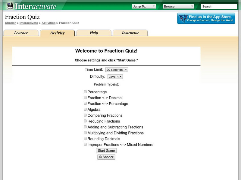 Shodor Interactivate: Fraction Quiz Unknown Type Shodor Interactivate: Fraction Quiz Unknown Type