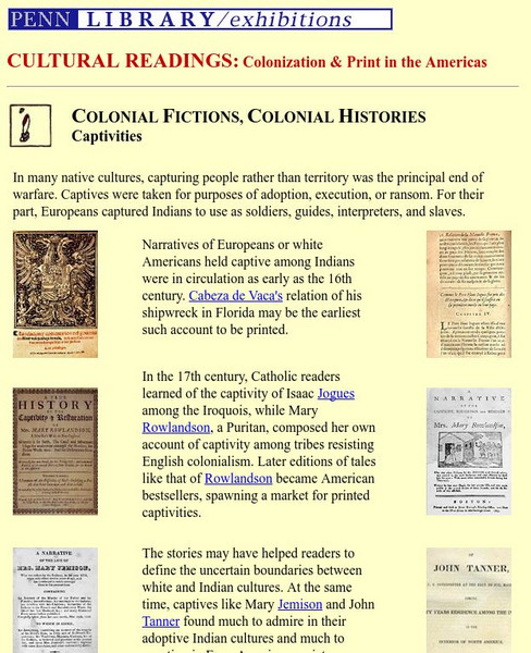 Penn Library: Captivity Narratives Primary Penn Library: Captivity Narratives Primary