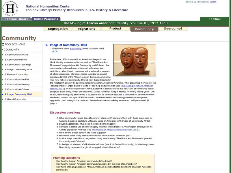 National Humanities Center: Toolbox Library: Image of Community, 1968, Making of African American Identity: V. Primary National Humanities Center: Toolbox Library: Image of Community, 1968, Making of African American Identity: V. Primary