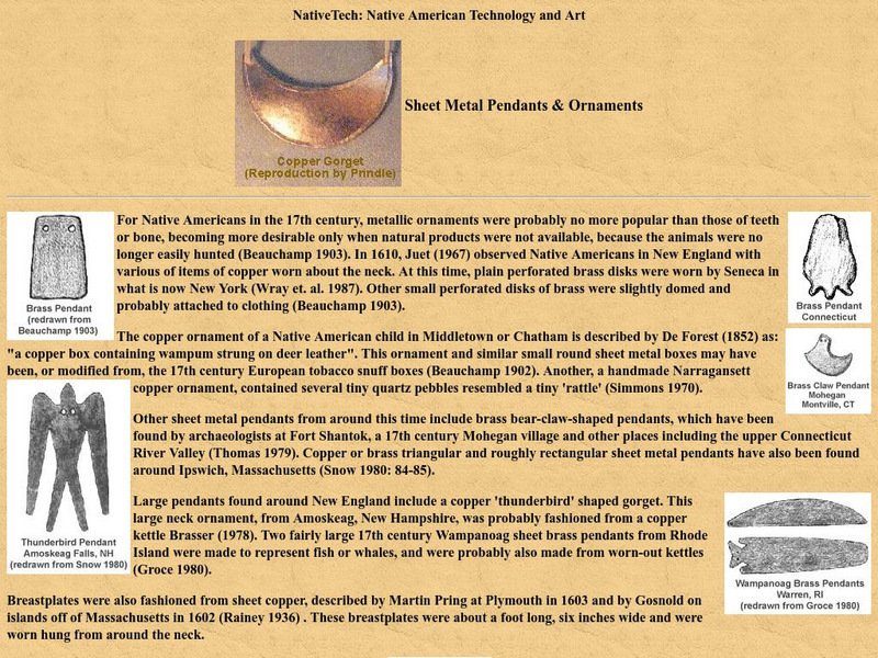 Native Tech: Eastern Woodland Metal Pendants and Ornaments Website Native Tech: Eastern Woodland Metal Pendants and Ornaments Website