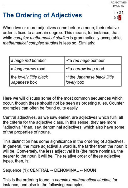 University College London: The Ordering of Adjectives Handout University College London: The Ordering of Adjectives Handout