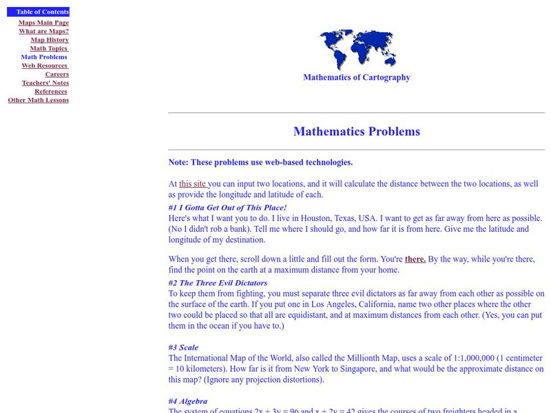 Rice Univ.: Cynthia Lanius: Mathematics of Cartography: Mathematics Problems Activity Rice Univ.: Cynthia Lanius: Mathematics of Cartography: Mathematics Problems Activity