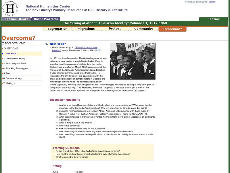 National Humanities Center: Toolbox Library: New Hope?, Making of African American Identity: V. 3 Primary National Humanities Center: Toolbox Library: New Hope?, Making of African American Identity: V. 3 Primary