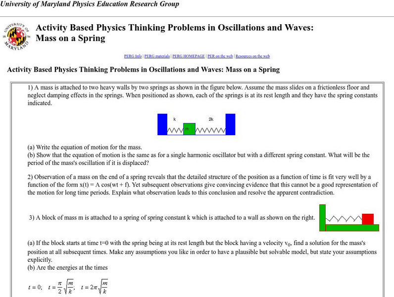 Thinking Problems in Oscillations and Waves: Mass on a S Unknown Type Thinking Problems in Oscillations and Waves: Mass on a S Unknown Type