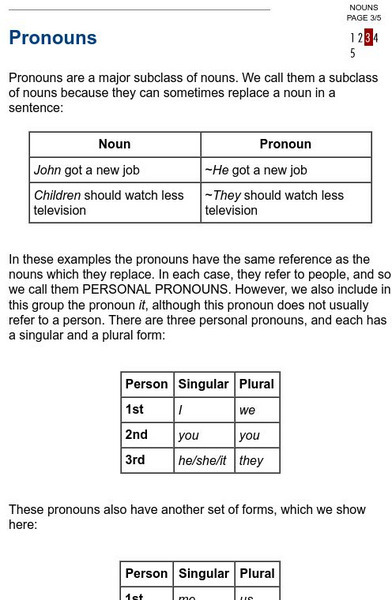 Internet Grammar of English: Pronouns Handout Internet Grammar of English: Pronouns Handout