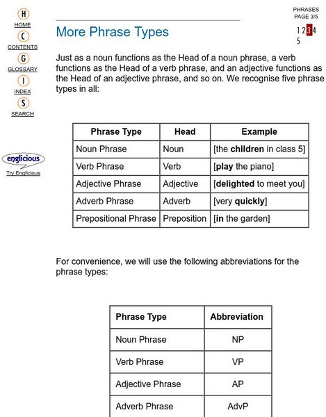 University College London: More Phrase Types Handout University College London: More Phrase Types Handout