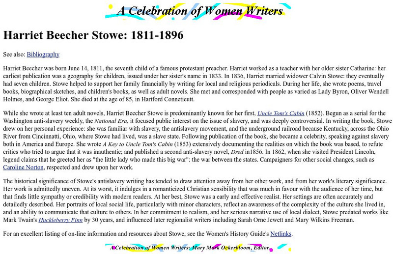 University of Pennsylvania: Harriet Beecher Stowe Handout University of Pennsylvania: Harriet Beecher Stowe Handout