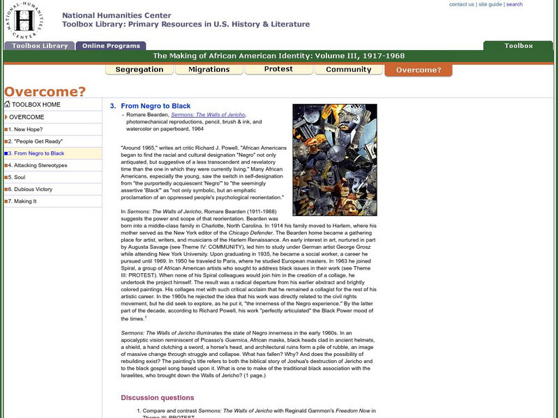 National Humanities Center: Toolbox Library: From Negro to Black, Making of African American Identity: V. 3 Primary National Humanities Center: Toolbox Library: From Negro to Black, Making of African American Identity: V. 3 Primary