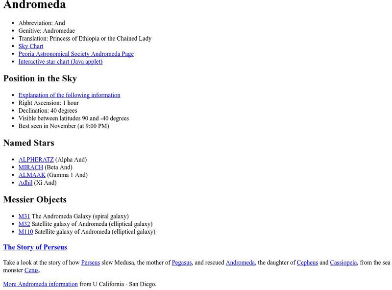 Constellations and Their Stars: Andromeda Website Constellations and Their Stars: Andromeda Website