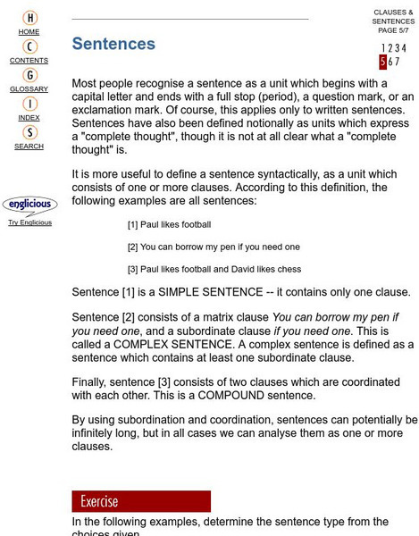 The Internet Grammar of English: Sentences Activity The Internet Grammar of English: Sentences Activity