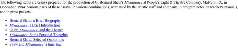 George Bernard Shaw: "Misalliance" Activity George Bernard Shaw: "Misalliance" Activity