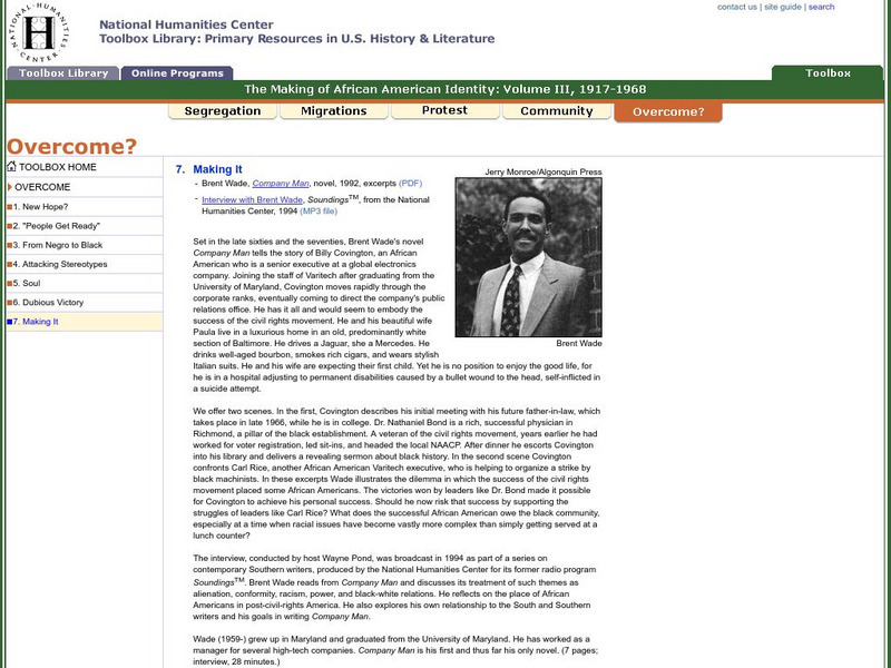 National Humanities Center: Toolbox Library: Making It, Making of African American Identity: V. 3 Primary National Humanities Center: Toolbox Library: Making It, Making of African American Identity: V. 3 Primary