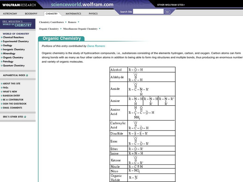 Wolfram Science World: Organic Chemistry Graphic Wolfram Science World: Organic Chemistry Graphic