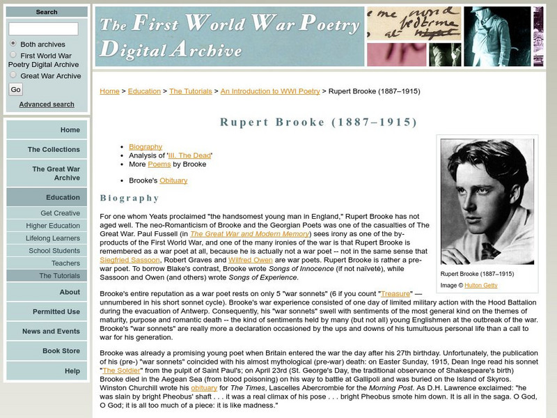 Oxford University: Rupert Brooke Website Oxford University: Rupert Brooke Website