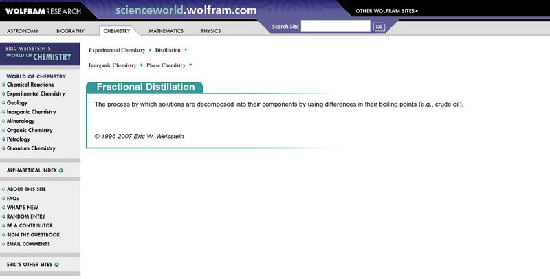 Wolfram Science World: Fractional Distillation Handout Wolfram Science World: Fractional Distillation Handout