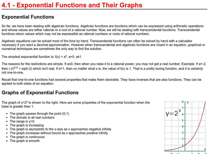 Richland Community College: Exponential Functions and Their Graphs Handout Richland Community College: Exponential Functions and Their Graphs Handout