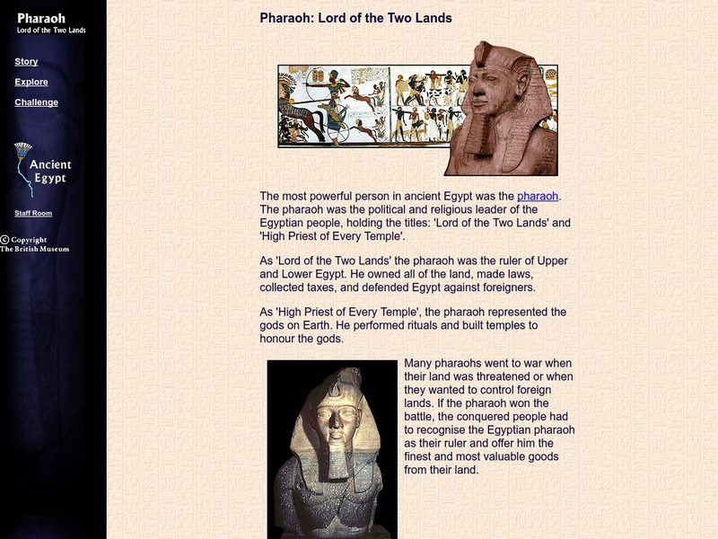 Ancient Egypt: Pharaoh Lord of Two Lands Unit Plan Ancient Egypt: Pharaoh Lord of Two Lands Unit Plan