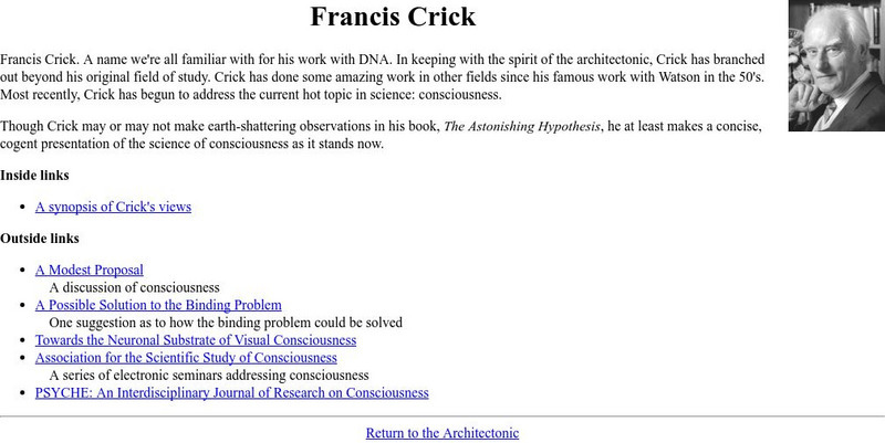 Princeton University: Francis Crick Handout Princeton University: Francis Crick Handout