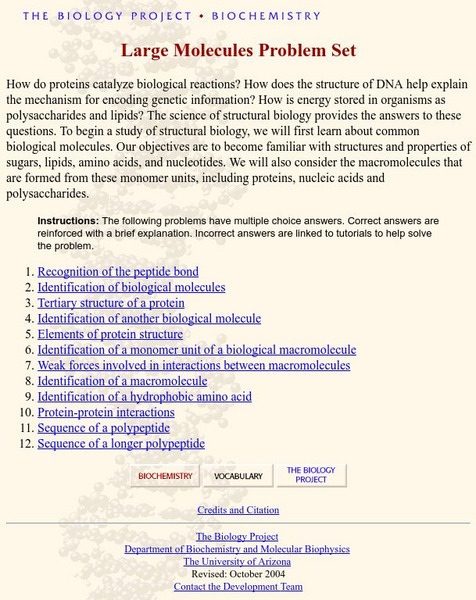 Ua: Large Molecules Problem Set Activity Ua: Large Molecules Problem Set Activity