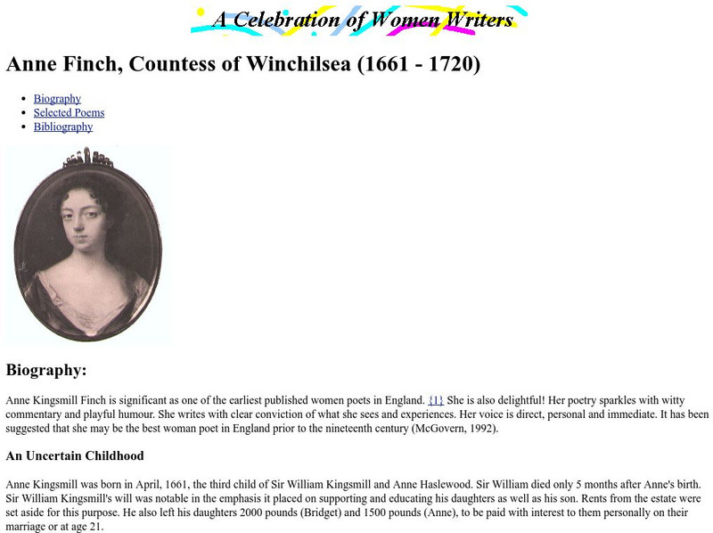 University of Penn: Anne Finch, Countess of Winchilsea Website University of Penn: Anne Finch, Countess of Winchilsea Website