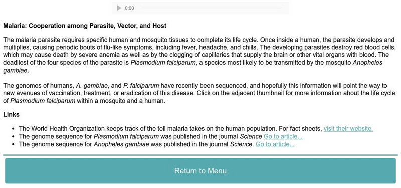 Sumanas Inc: Malaria: Cooperation Among Parasite, Vector, and Host Instructional Video
