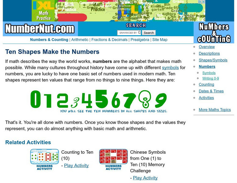 Number Nut: Shapes Make the Numbers Unit Plan Number Nut: Shapes Make the Numbers Unit Plan