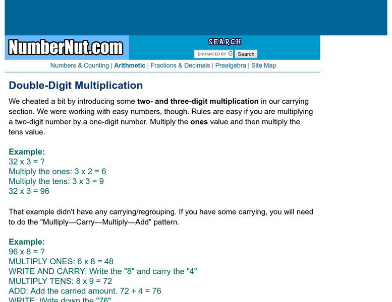 Number Nut: Multiplication: 2 Digit Numbers Activity Number Nut: Multiplication: 2 Digit Numbers Activity