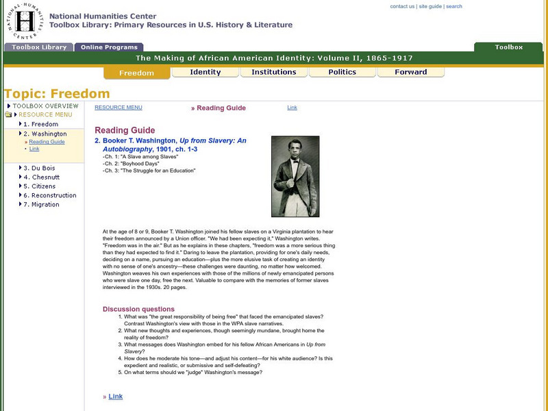 National Humanities Center: Toolbox Library: Booker T. Washington, Making of African American Identity: V. 2 Primary National Humanities Center: Toolbox Library: Booker T. Washington, Making of African American Identity: V. 2 Primary