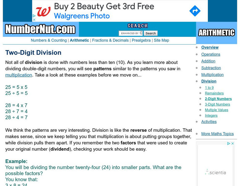 Number Nut: Basic Math: Two Digit Division Activity Number Nut: Basic Math: Two Digit Division Activity