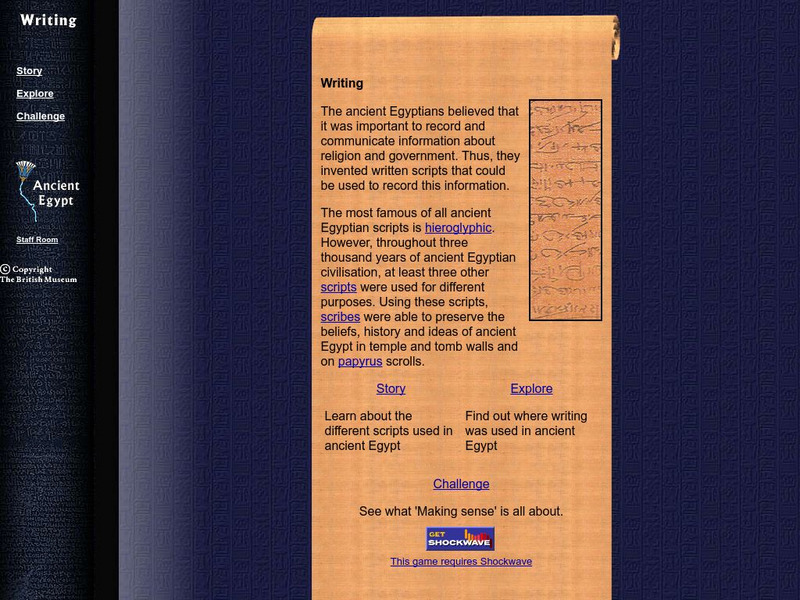 British Museum: Ancient Egypt: Writing Handout British Museum: Ancient Egypt: Writing Handout